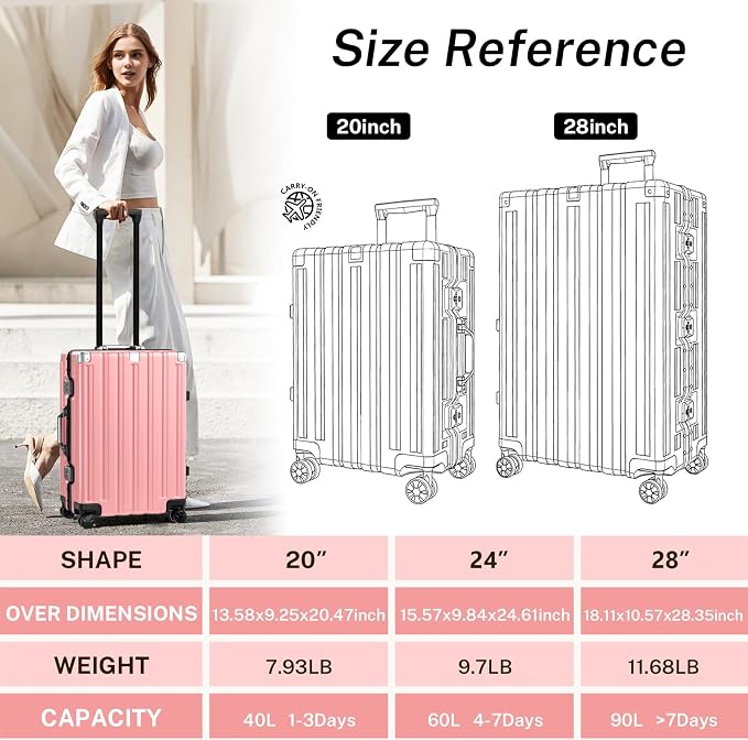 Krute Aluminum Frame Luggage 28 Inch TSA Lock No Zipper Luggages Checked - Image 2