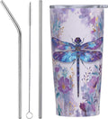 Dragonfly Tumbler with Lid and Straw 20oz Vacuum Insulated Coffee Cup Stainless Steel Tumblers Leakproof Travel Mug Present for Women Men by Yrebyou