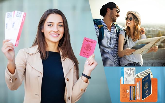 Airtag Passport Holder Cover Wallet Travel Essentials RFID Blocking Leather - Image 7