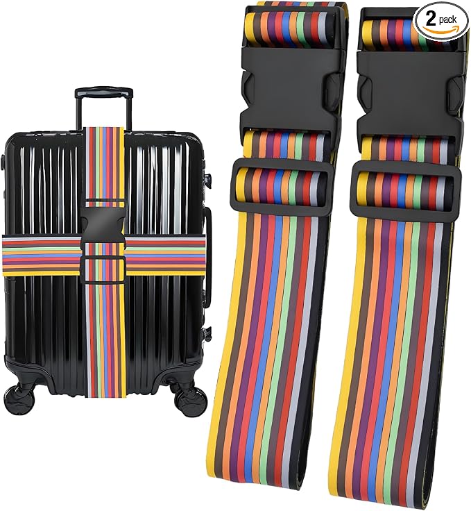 Stripes Luggage Straps for Suitcases, Adjustable Luggage Travel Belt to Keep by Unknown
