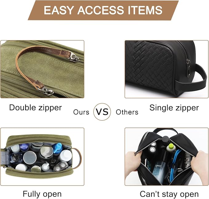 BAGSMART Toiletry Bag for Men, Canvas Travel Toiletry Organizer Dopp Kit - Image 5