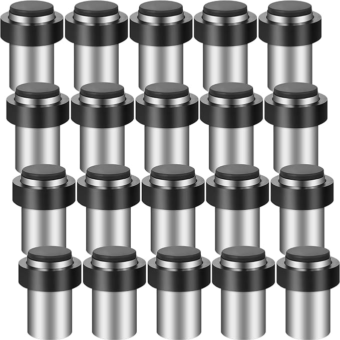 Chumia 20 Pcs Door Stopper Mounted Floor Stops Stainless Steel Cylindrical by Chumia