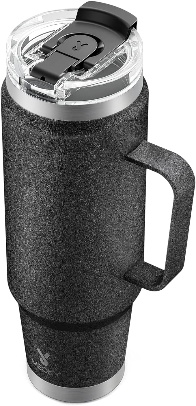 Meoky 40oz Tumbler with Handle, Stainless Steel Travel Mug with 2-in-1 Straw and Sip Lid, Vacuum Insulated Coffee Mug, 100% Leak Proof, Keeps Cold for 34 Hours or Hot for 10 Hours (Night) by MEOKY