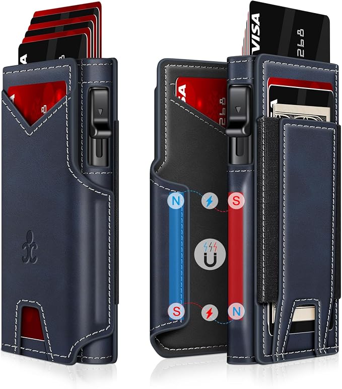 Wallet for Men Wallet with Slim Pop Up Card Holder 9-13 Cards, Bifold by SEMORID
