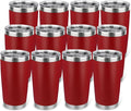 20oz Stainless Steel Tumbler Bulk with Lid, Travel Mug - Double Wall Vacuum Powder Coated Cup - Red, 12 Pack by Unknown