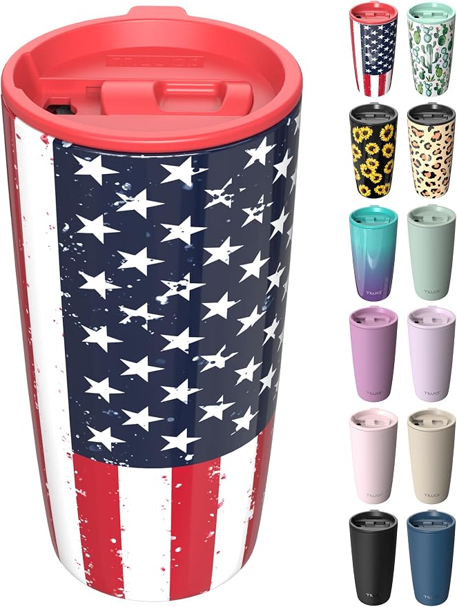 TILUCK 20 oz Insulated Tumbler with BPA-Free Lid, Stainless Steel Vacuum Travel Coffee Mug, Double Wall Coffee Tumbler（20oz，RedFlag） by TILUCKBringsGoodLuck