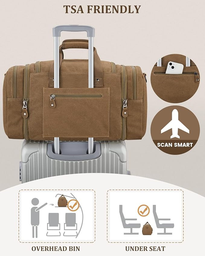 Gonex Canvas Duffle Bag for Travel, Expandable Water Resistant 50L Carry on - Image 7