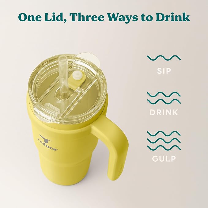 Reduce 24 oz Stainless Steel Tumbler with Handle - Dual-Wall Vacuum Insulated Travel Mug, Sweat-Proof Lid & Reusable Straw - Keeps Drinks Cold for 24 Hrs, Fits Cupholders, Dishwasher Safe -Pina Colada - Image 5