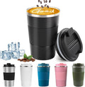 YINBAOGE Insulated Travel Coffee Mug, Spill & Leak Proof, Portable To Go Camping Stainless Steel Coffee Tumbler, Reusable Thermal Coffee Cup with Lid for Hot & Cold Drinks (Black, 12 OZ) by YINBAOGE