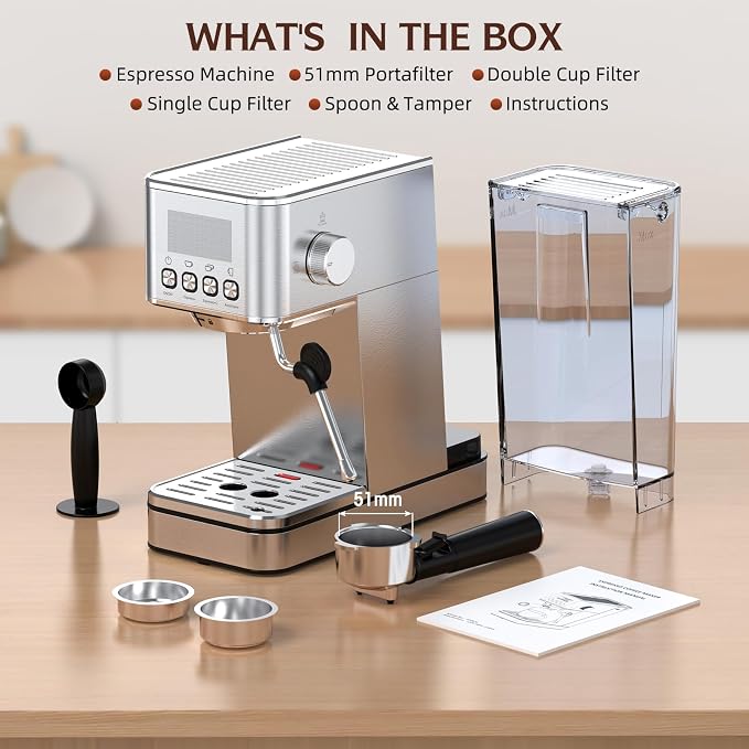 Espresso Machine 20 Bar, Stainless Compact Espresso Maker - Image 7