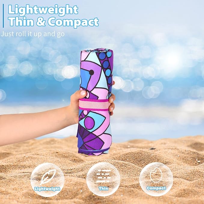 2 Pack Microfiber Oversized Lightweight Beach Towel 71"x32" XL Extra Large Thin - Image 2