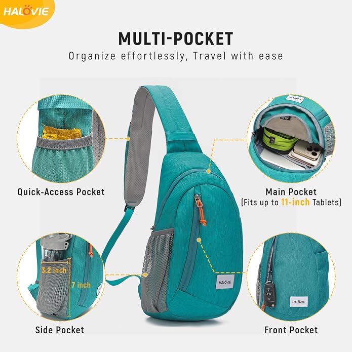 HALOVIE Anti Theft Crossbody Sling Bag RFID Travel Sling Backpack Lightweight - Image 3