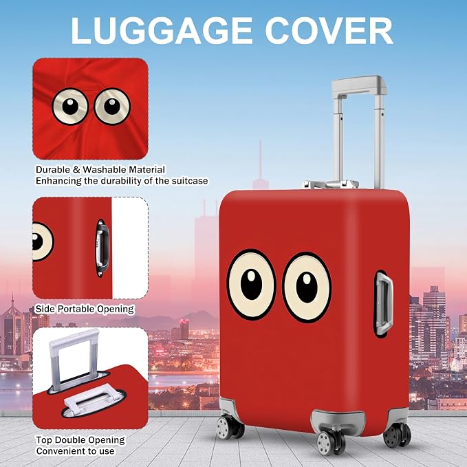 ANNA QUEEN Funny Cartoon Eyes Luggage Cover, Travel Suitcase Cover - Image 2
