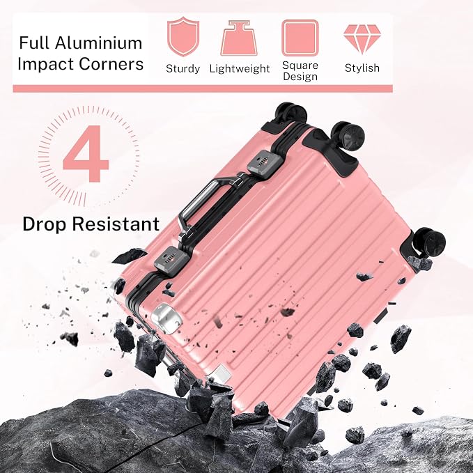 Krute Carry On Luggage 20 inch Aluminum Frame Suitcase - Image 7