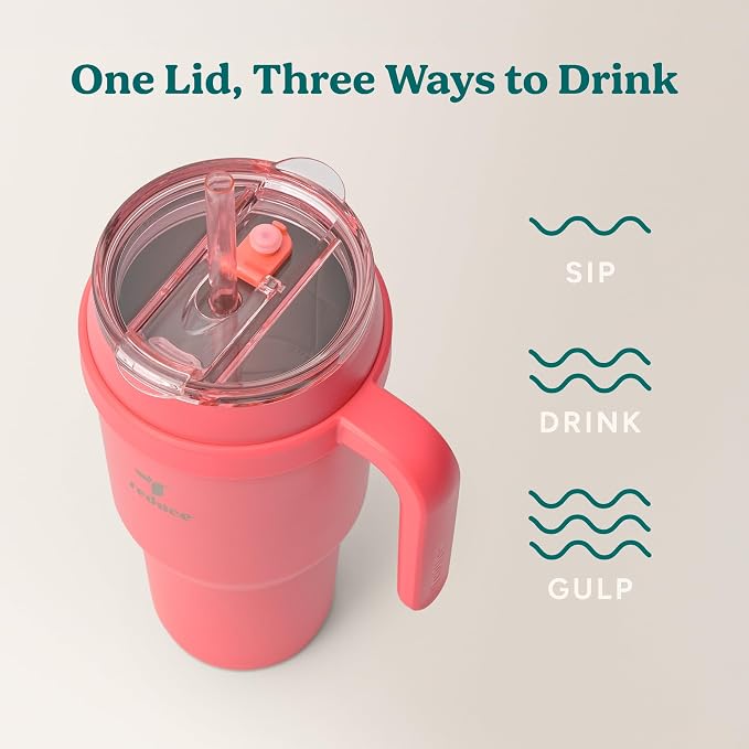 REDUCE 40 oz Stainless Steel Tumbler with Handle - Dual-Wall Vacuum Insulated Travel Mug, Sweat-Proof Lid & Reusable Straw - Keeps Drinks Cold for 24 Hrs, Fits Cupholders, Dishwasher Safe - Daiquiri - Image 6