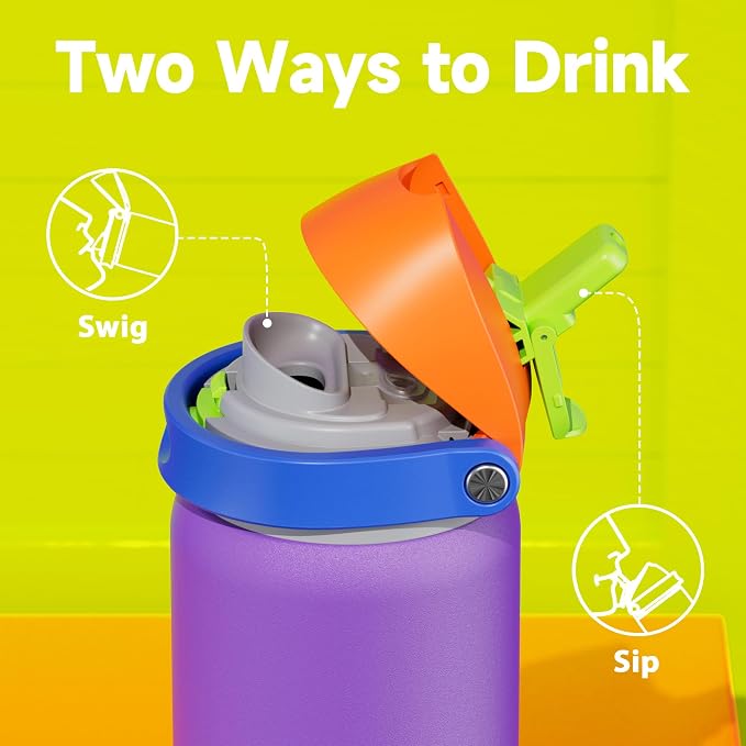 32 oz Insulated Water Bottle for Women: Meoky Stainless Steel Metal Water Bottle with 2-in-1 Straw and Spout Lid - Leak Proof, Cold for 24 Hours, Protective Silicone Base, BPA-Free for School, Violet - Image 4