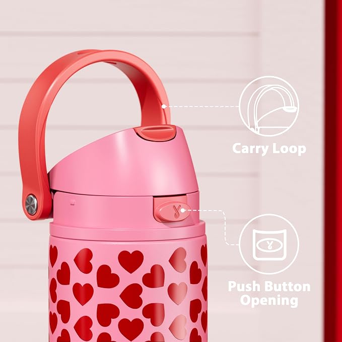 24 oz Valentine's Day Water Bottle: Meoky Stainless Steel Heart Water Bottle with 2-in-1 Straw and Spout Lid - Leak Proof, Fits in Car Cup Holder, Valentines Day for Her Women Wife Girls, Lovie - Image 4