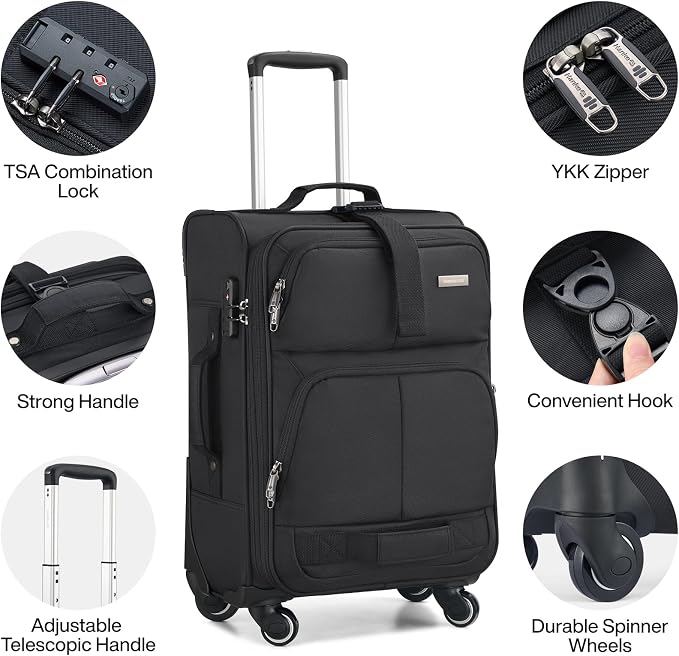 Hanke 20 Inch Softside Expandable Carry On Luggage - Image 4