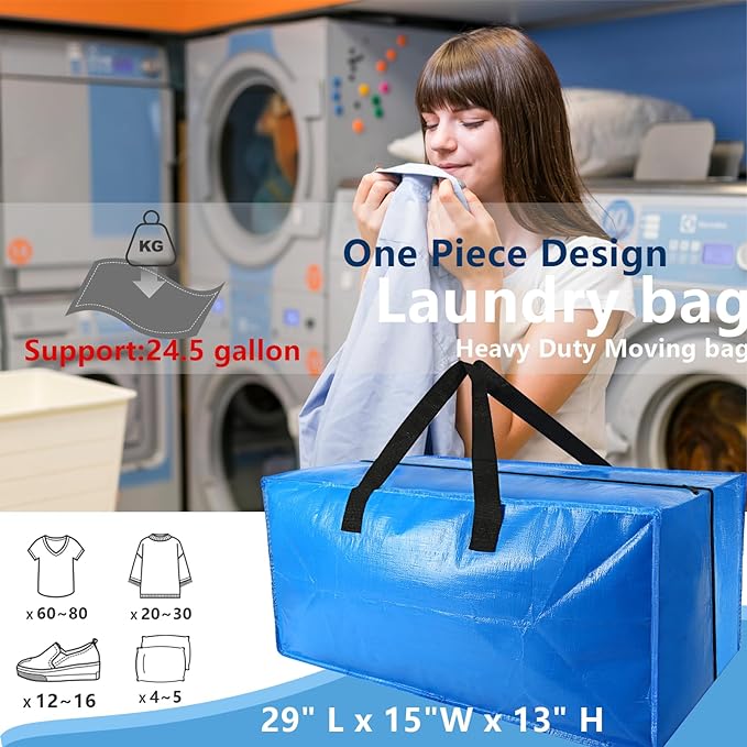 4 Pack Heavy Duty Extra Large Moving Bags Storage Tote - Image 4