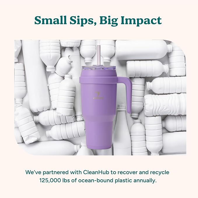 REDUCE 40 oz Stainless Steel Tumbler with Handle - Dual-Wall Vacuum Insulated Travel Mug, Sweat-Proof Lid & Reusable Straw - Keeps Drinks Cold for 24 Hrs, Fits Cupholders, Dishwasher Safe - Daiquiri - Image 10