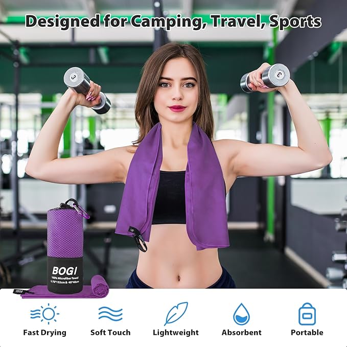 BOGI Microfiber Travel Sports Towel-Quick Dry, Soft Lightweight, Compact Towel - Image 6