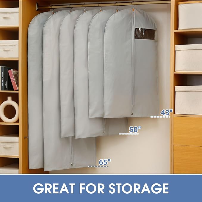 43" Garment Bags for Hanging Clothes, Suit Bags for Closet Storage and Travel - Image 5