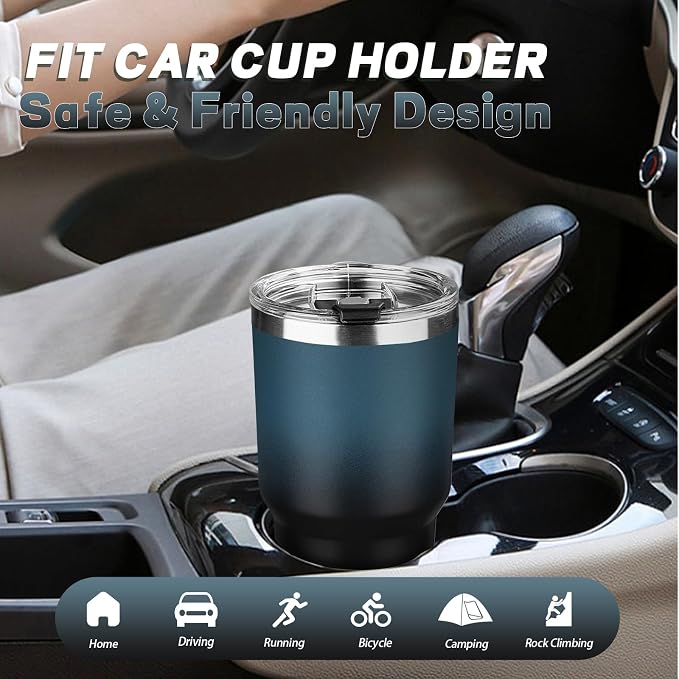 30 oz Tumbler with Lids and Straws, Stainless Steel Insulated Coffee Tumbler, Double Wall Vacuum Insulated Travel Mug Cup, Leakproof Thermal Coffee Cup for Hot and Cold Drinks (Blue Black) - Image 6