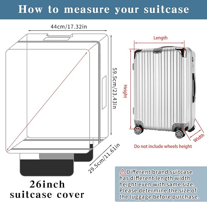 Yotako Upgraded Zippered Clear PVC Suitcase Cover, 28 Inch Luggage Covers - Image 2