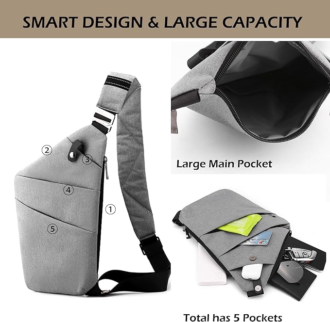 Anti Theft Crossbody Bags for Women Men, Slim Sling Purse - Image 4