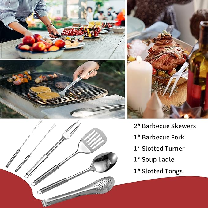 Portable Camping Kitchen Utensil Set-27 Piece Cookware Kit, Stainless Steel - Image 5