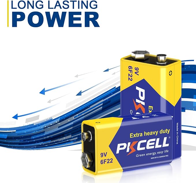 PKCELL 9V Battery Carbon Zinc for Smoke Detectors 6F22 Battery, 10-Year Shelf - Image 4
