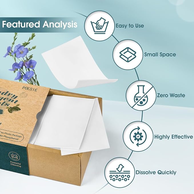 Poesie Laundry Detergent Sheet Fresh Linen Scent 320 Sheets Travel Laundry Kit - Image 3