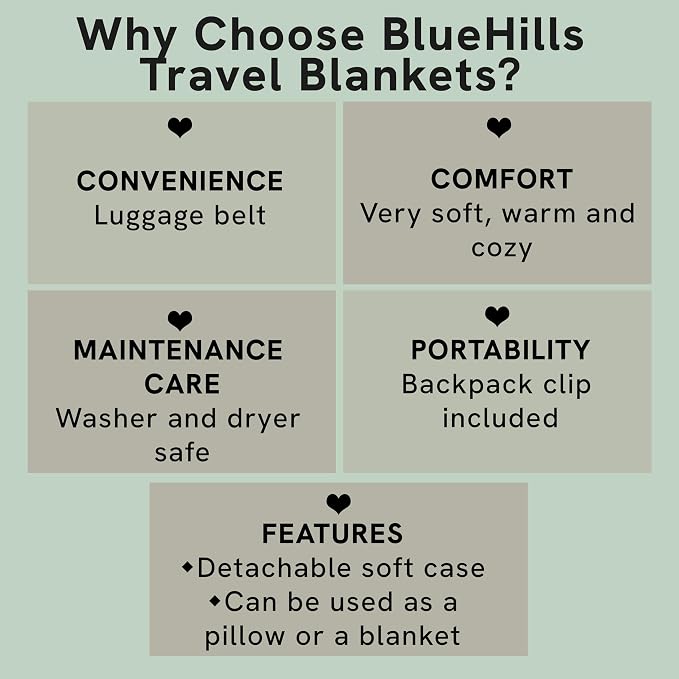 BlueHills Premium Soft Plush Travel Blanket Pillow - Image 5