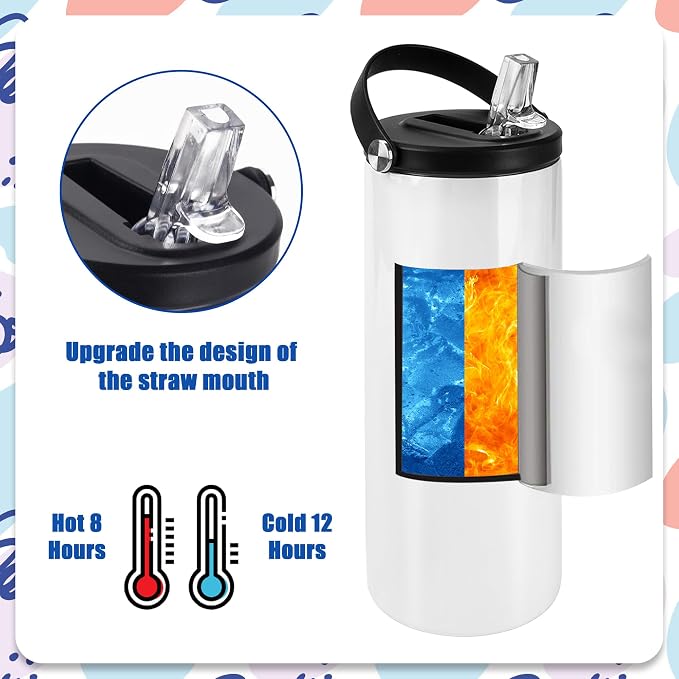 Joyclub 8 Pack Sublimation Tumblers 20 oz Sublimation Water Bottle Blanks Sports Skinny Insulated Tumblers Bulk - Image 4