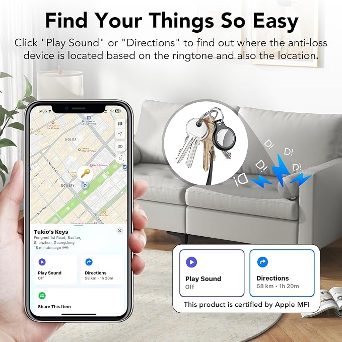 2025 New Air Tracker Tag-1 Pack, Replaceable Battery, Key Finder and Item - Image 4
