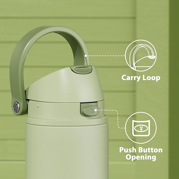 24 oz Insulated Water Bottle with Straw: Meoky Stainless Steel Metal Water Bottle with 2-in-1 Lid - Leak Proof, Cold for 24 Hours, Protective Silicone Base, BPA-Free for Sports Travel Car, Sage - Image 6