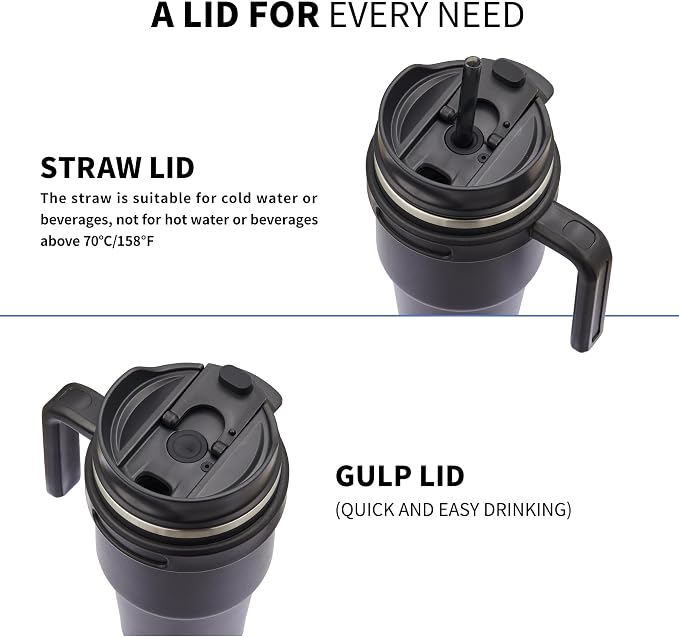 ALOUFEA 20 oz Insulated Coffee Mug Tumbler with Handle, Stainless Steel Travel Mug Tumbler with Lid and Straw,Double Wall Vacuum Leak Proof Ice Coffee Thermal Cup, Rose Gold - Image 3
