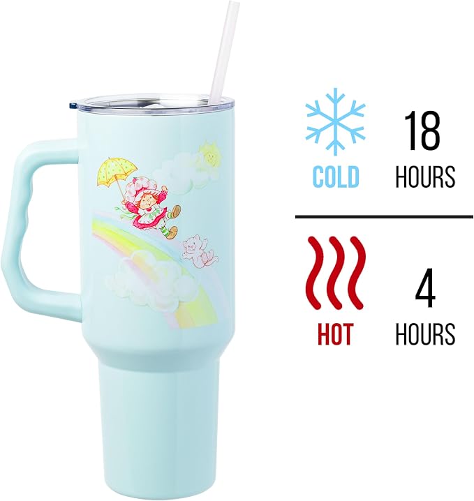 Silver Buffalo Strawberry Shortcake and Custard Stainless Steel Tumbler with Handle, Fits in Standard Cup Holder, 40 Ounces (Pack of 12) - Image 3