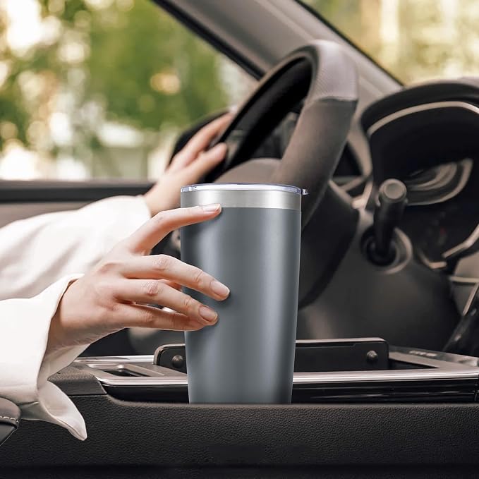 20 oz Tumbler with Lid Stainless Steel Insulated Tumblers Bulk Double Wall Vacuum Cups Powder Coated Travel Mug Keep Drinks Cold and Hot, Grey, 4 Pack - Image 5