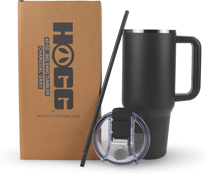 Hogg Big Swig 40 oz Tumbler with Handle and Straw - Charcoal Gray, 40oz Insulated Stainless Steel, Water Tumbler with Straw, Water Cup with Handle, Versatile Leak Proof Lid - Image 7