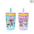 Zak Designs Disney SuperKitties Kelso Toddler Tumblers For Travel or At Home, 15oz 2-Pack Durable Plastic Sippy Cups With Leak-Proof Design is Perfect For Kids (Ginny, Sparks, Buddy, Bitsy) by ZakDesigns