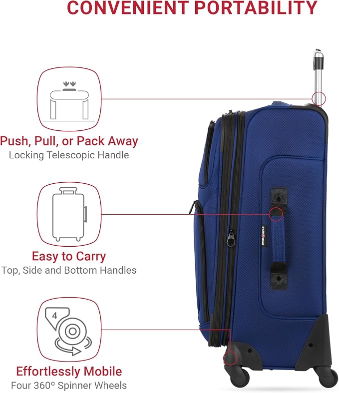 SwissGear Sion Softside Expandable Luggage, Checked-Medium 25-Inch - Image 2