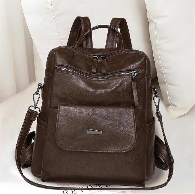 PU Leather Backpack Purse for Women Fashion Multipurpose Design Handbag Ladies - Image 4