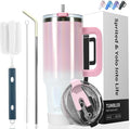 30 oz Shiny Tumbler with Handle,Tumbler with Lid and Straw,Double Wall Insulated Cup Stainless Steel Travel Mug(Cold for 34 Hours),Water Bottle for Iced Tea,Coffee,Cold Beverages(Pink) by Watersy