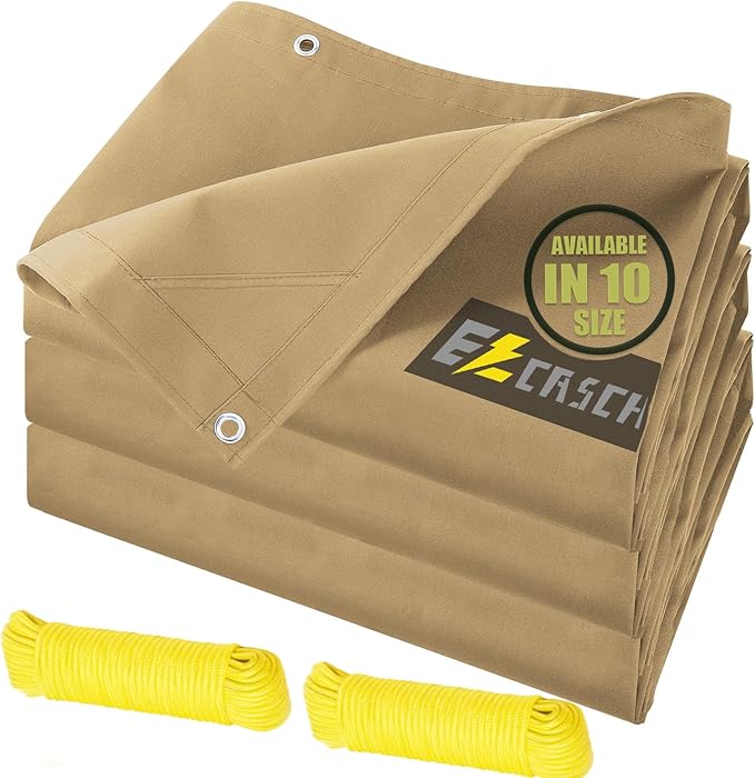 10’x12’ Canvas Tarps Heavy Duty Waterproof Tarpaulins by Ezcasch