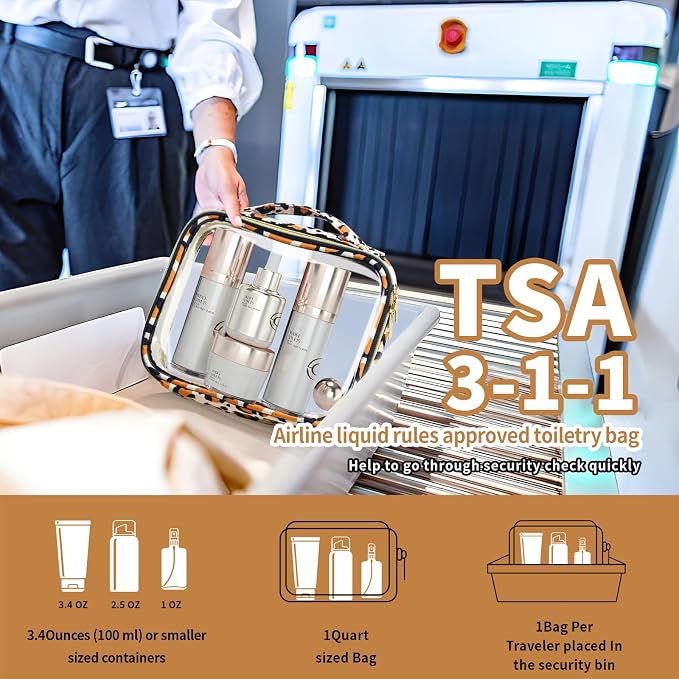 TSA Approved Travel Toiletry Bag, 2 Pack Clear Makeup Bags - Image 2