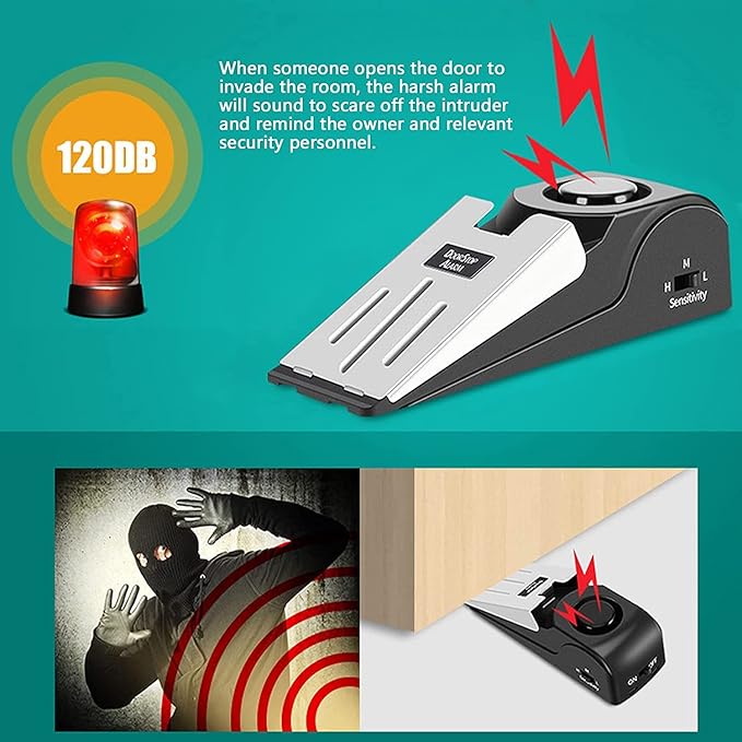 Upgraded Door Stop Alarm with Portable Door Lock 120 dB Travel Door Stopper - Image 4