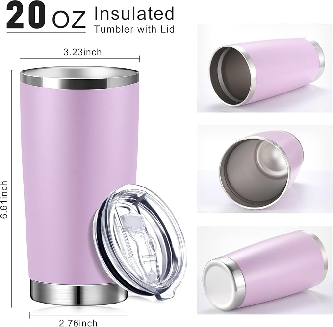 Sieral 36 Pack Stainless Steel Tumblers Bulk with Lids Double Wall Vacuum Insulated Coffee Cups Blank leakproof Powder Coated Tumblers for Engraving Wedding Graduation Party Favors(20 oz,Matte Color) - Image 2