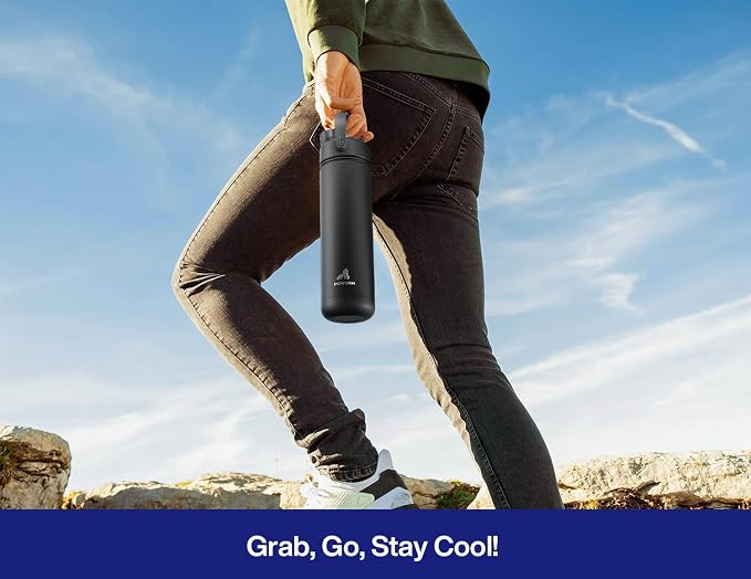 POWCAN 26 oz Insulated Water Bottle with 2-in-1 Straw and Spout Lid, Keep Cold 24H, Leak-Proof, Fits in Car Cup Holder, Stainless Steel Water Bottle for Sports, Travel, Gym, and School (Coastline) - Image 8