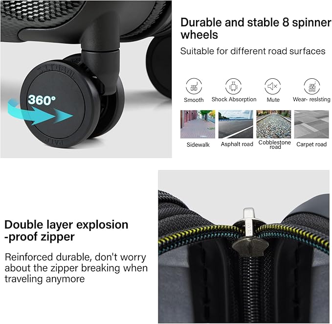 Hanke Expandable Hard Shell Luggage Sets 2 piece Carry on Luggage - Image 4